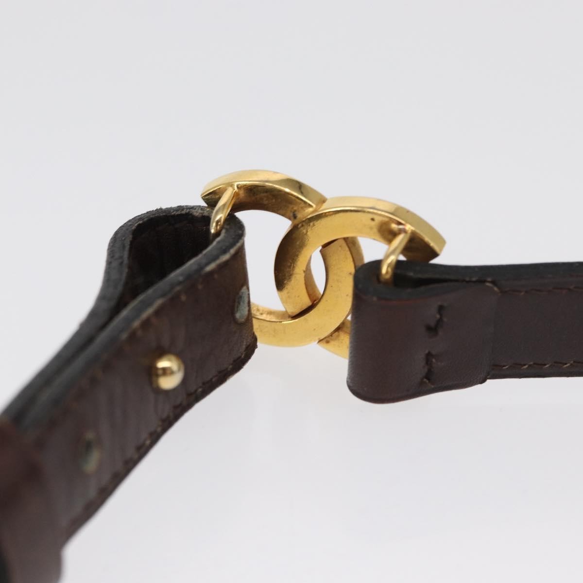 Chanel Vintage Double CC Leather, Brown, Leather, Belt