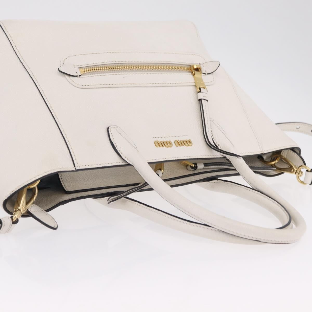 Miu Miu Madras Front Zip Leather, White, Leather, Tote Bag