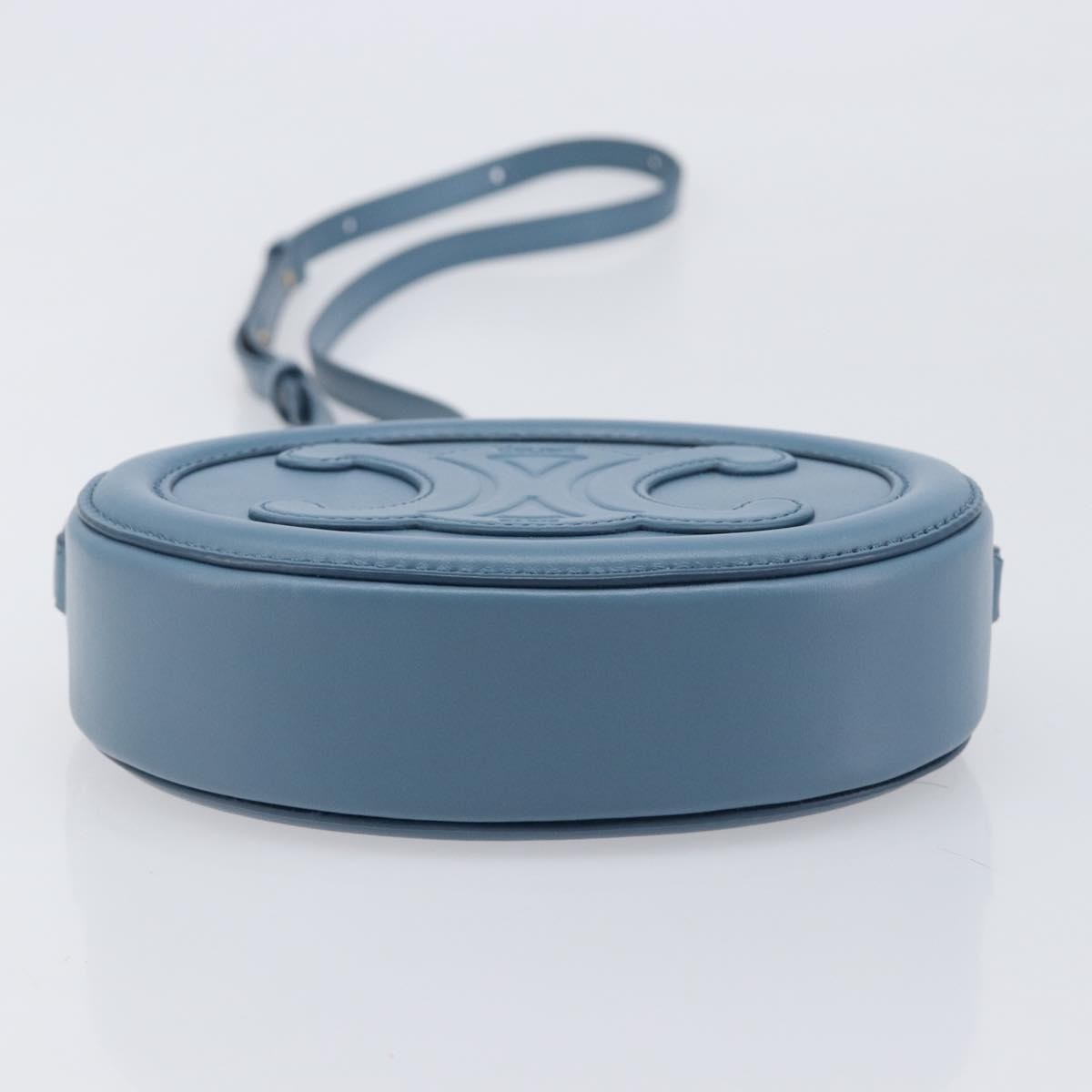 Celine Triomphe Oval Leather, Blue, Leather, Crossbody Bag