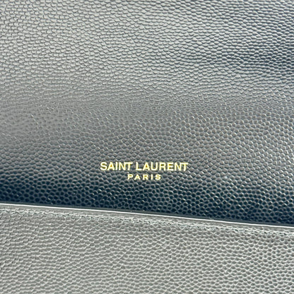 Saint Laurent Cassandra Chain Leather, Black, Leather, Shoulder Bag