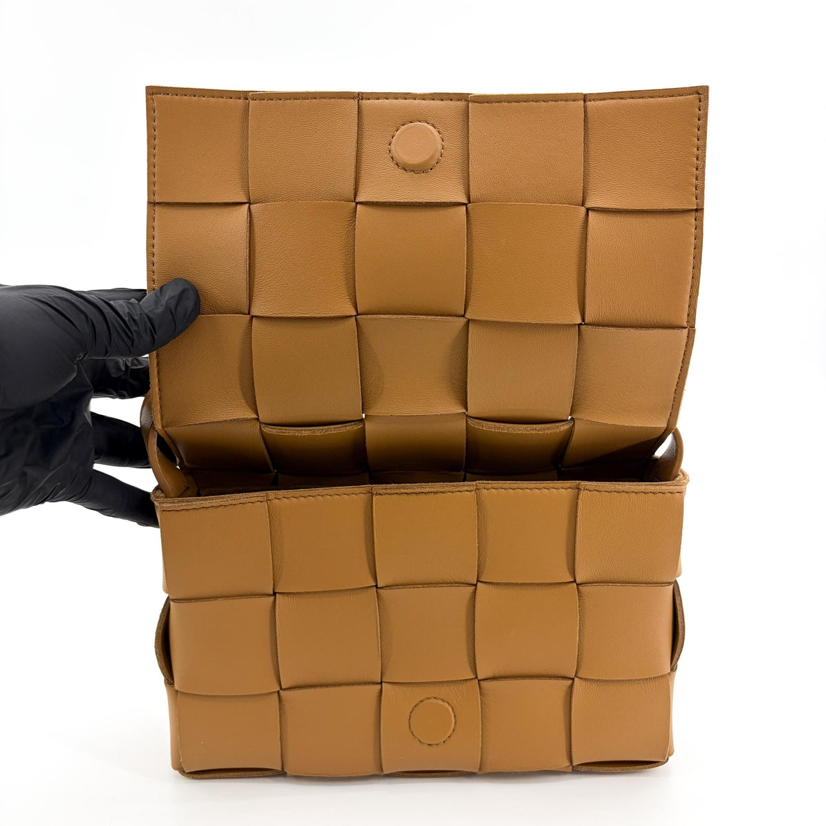 Bottega Veneta Cassette Zip Maxi Intrecciato Webbed Canvas, Brown, Leather, Crossbody Bag