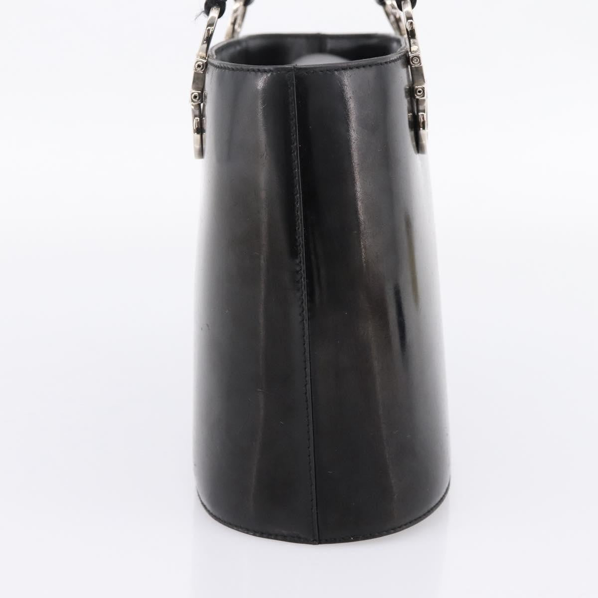 Salvatore Ferragamo Gancini Top Handle Patent leather, Black, Patent Leather, Handbag