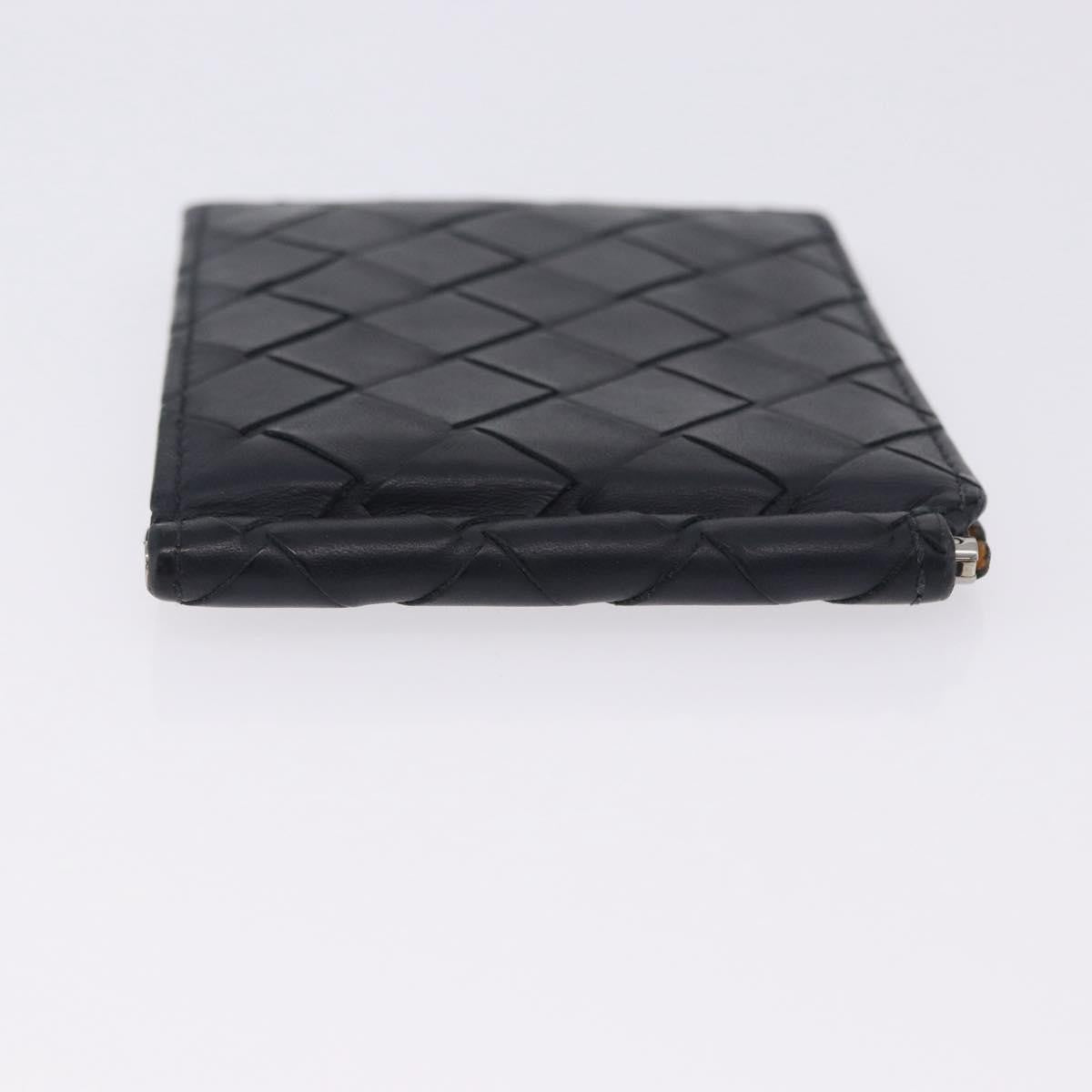 Bottega Veneta Bifold Card Holder Intercciato Leather, Navy, Leather, Card Holder