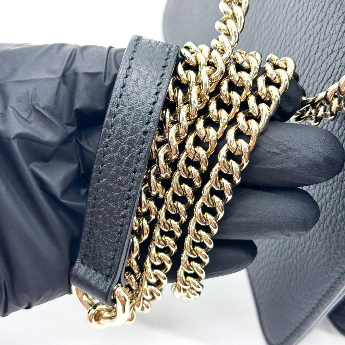 Gucci Interlocking Leather, Black, Leather, Shoulder Bag