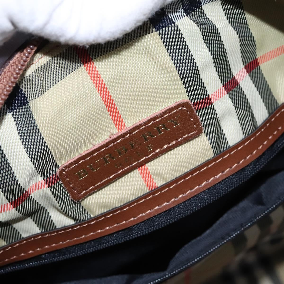 Burberry Nova check boston Canvas, Brown, Leather, Handbag