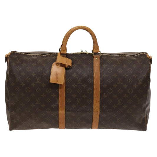 Louis Vuitton Keepall Bandouliere Bag Monogram Canvas, BROWN, LEATHER, Travel bag