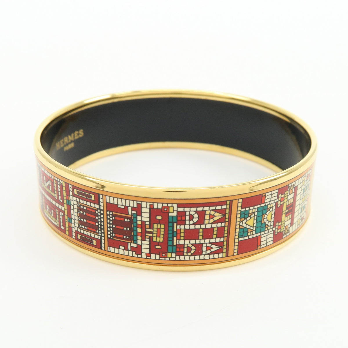 Hermes Caleche Bangle Enamel, Gold, Gold Plated, Bracelet