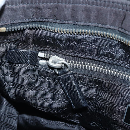 Prada Double Pocket Buckle Flap Tessuto and Leather, Black, Nylon, Handbag