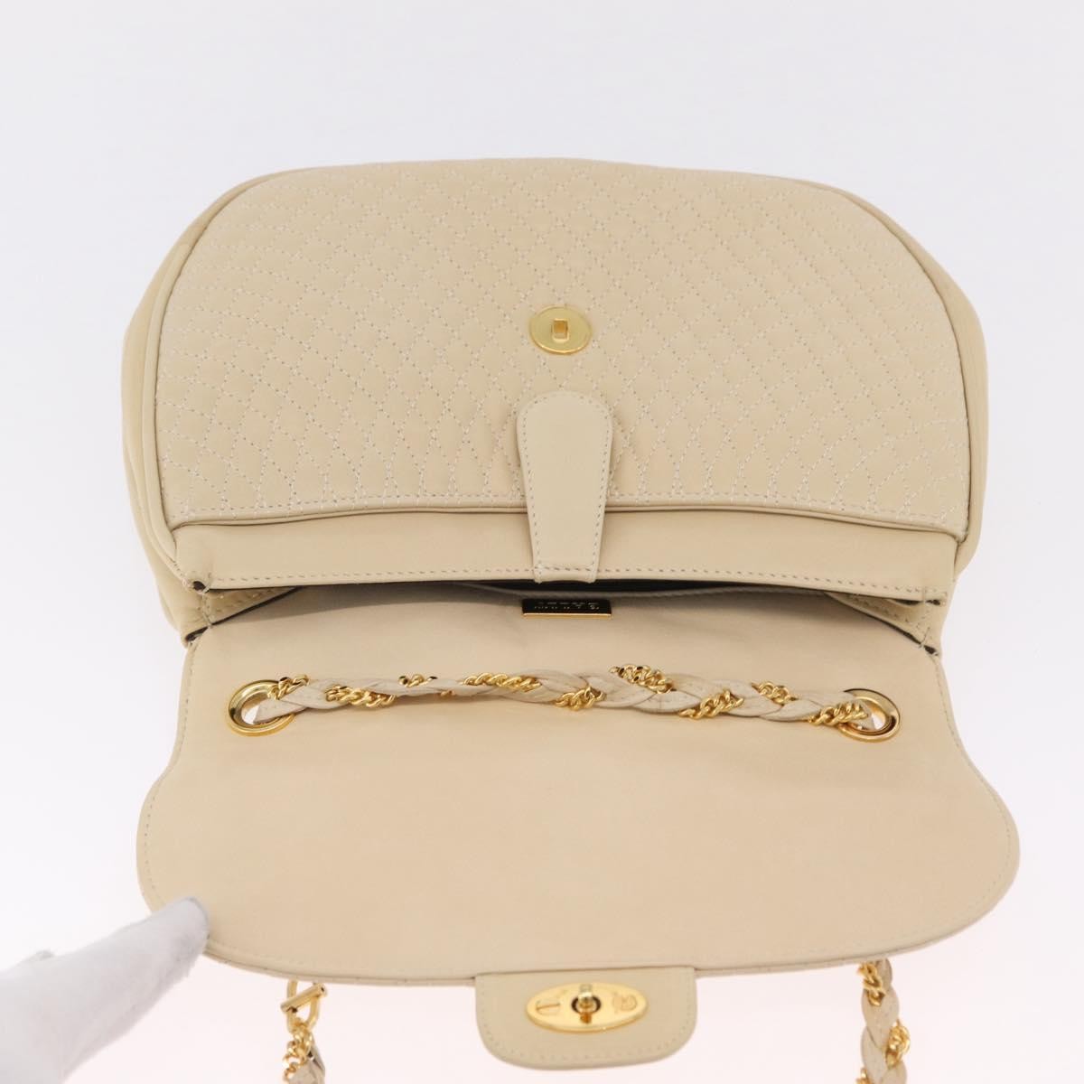 Bally Vintage Chain Quilted Leather, Neutral, Leather, Shoulder Bag