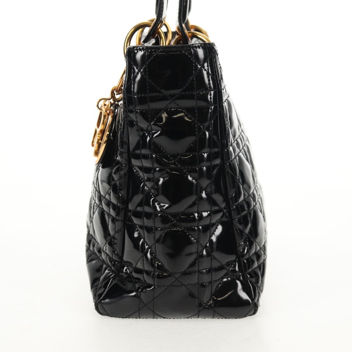 Christian Dior Lady Dior Bag Patent, BLACK, PATENT_LEATHER, Handbag