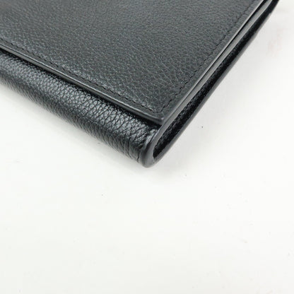 Balenciaga Logo Wallet with Strap Embossed Leather, Black, Leather, Crossbody Bag
