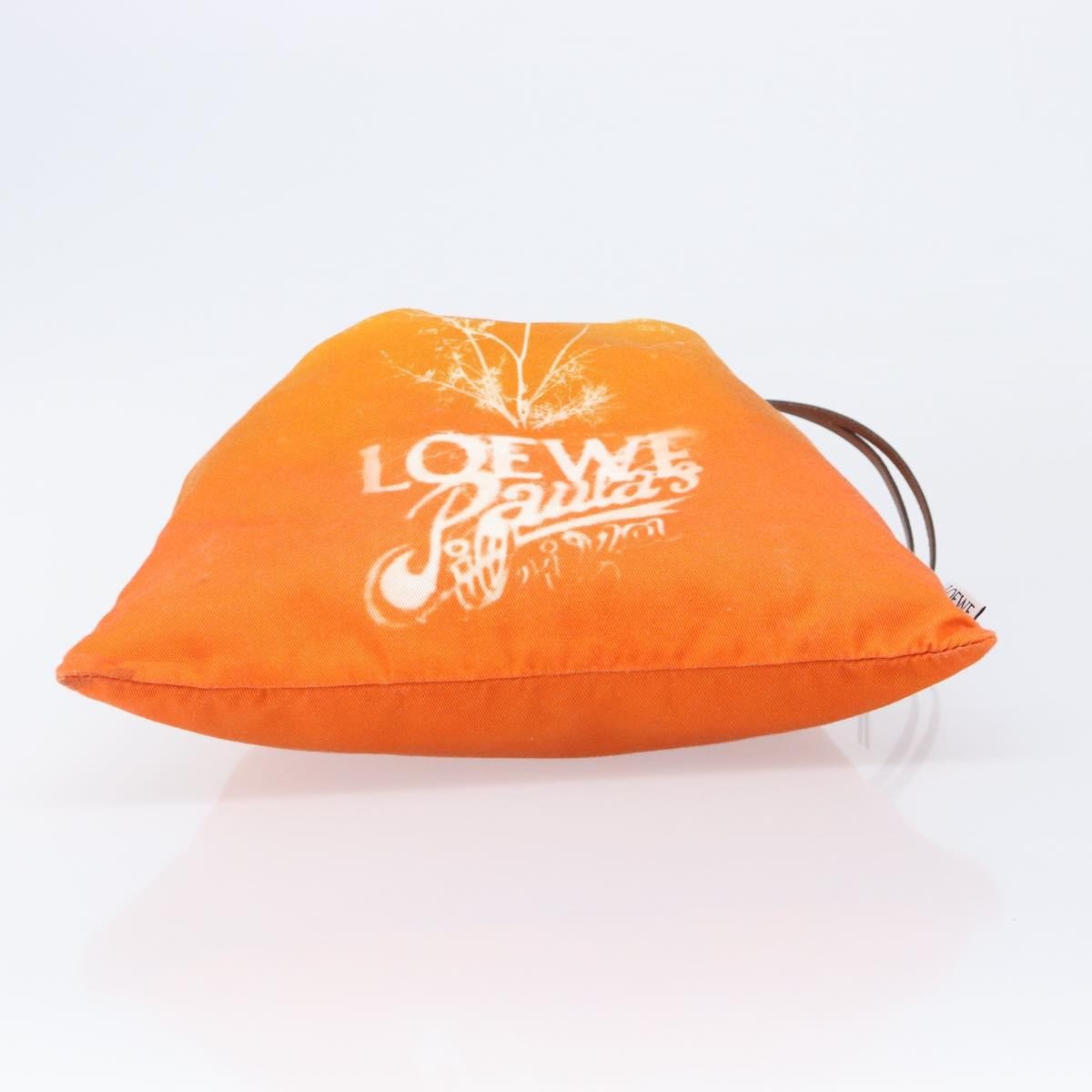 Loewe Paula Drawstring Printed Canvas, Orange, Canvas, Clutch