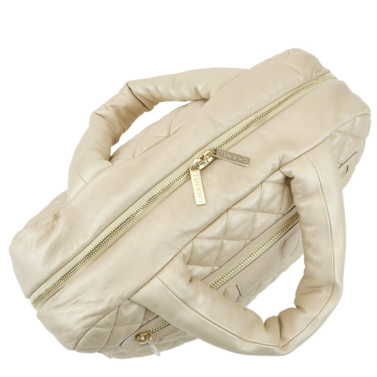 Chanel Coco Cocoon Bowling Quilted Lambskin, Gold, Leather, Handbag