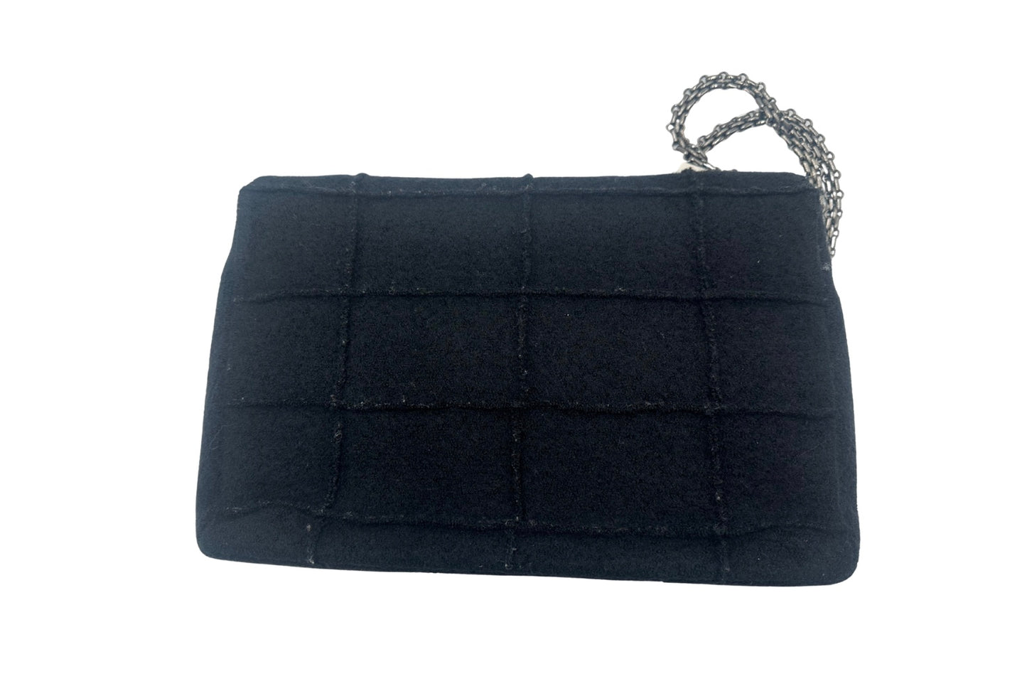 Chanel Chocolate Bar Mademoiselle Flap Bag Quilted Wool, BLACK, SYNTHETIC, Shoulder bag
