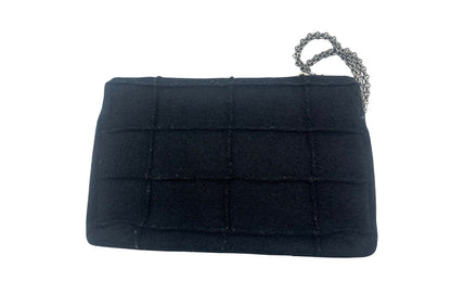 Chanel Chocolate Bar Mademoiselle Flap Bag Quilted Wool, BLACK, SYNTHETIC, Shoulder bag