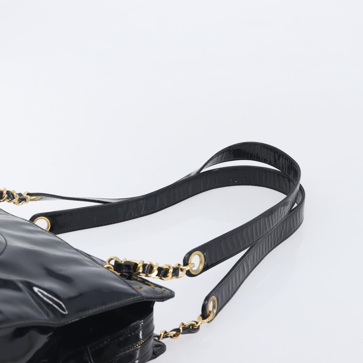 Chanel Coco Mark Patent Leather, Black, Patent Leather, Shoulder Bag