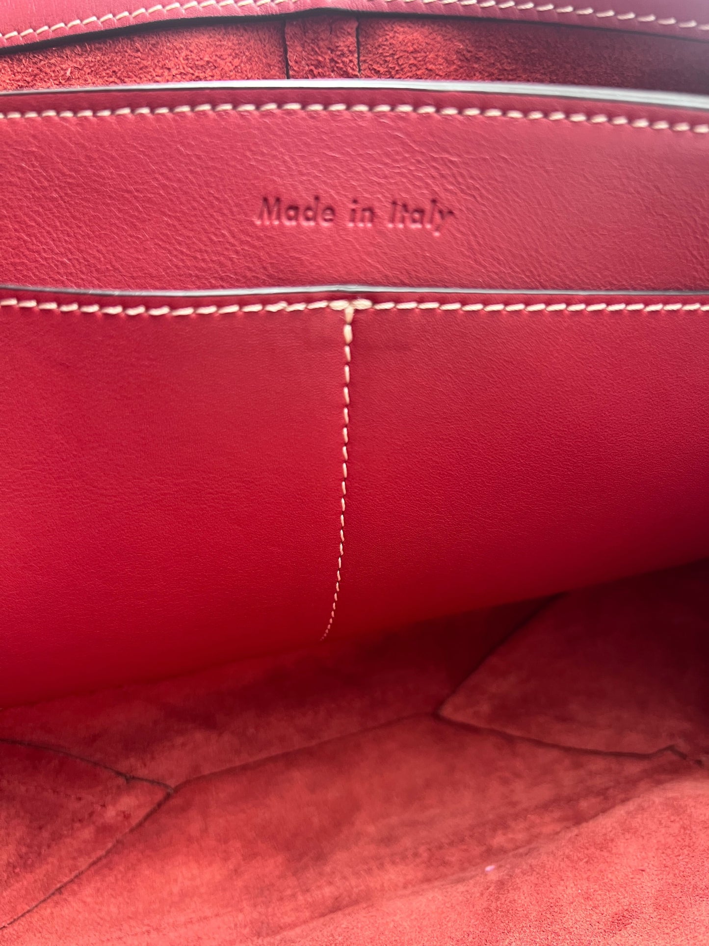Celine Tri-Fold Shoulder Bag Smooth Calfskin, BURGUNDY, LEATHER, Shoulder bag