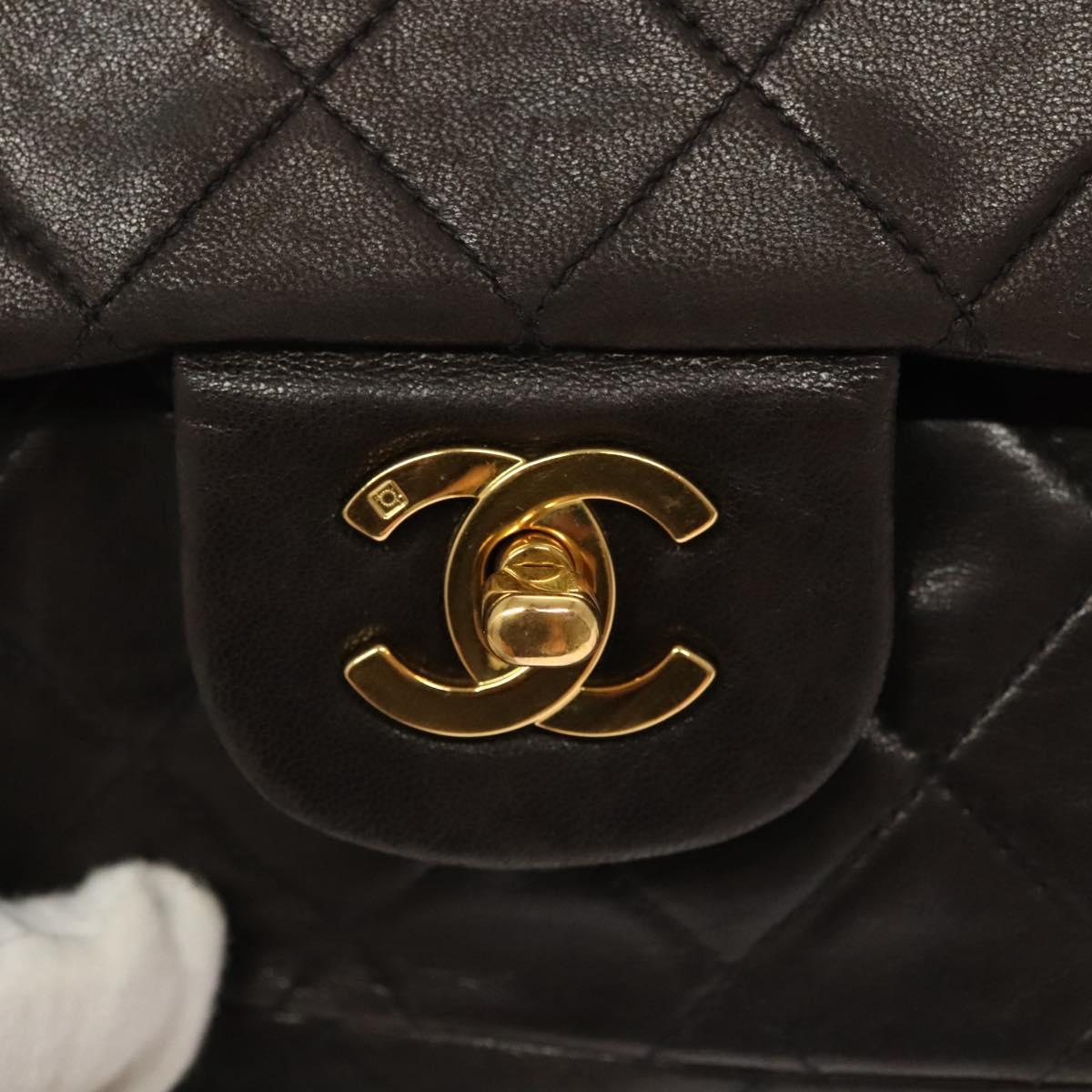 Chanel Vintage Classic Double Flap Bag Quilted Lambskin, BLACK, LEATHER, Shoulder bag