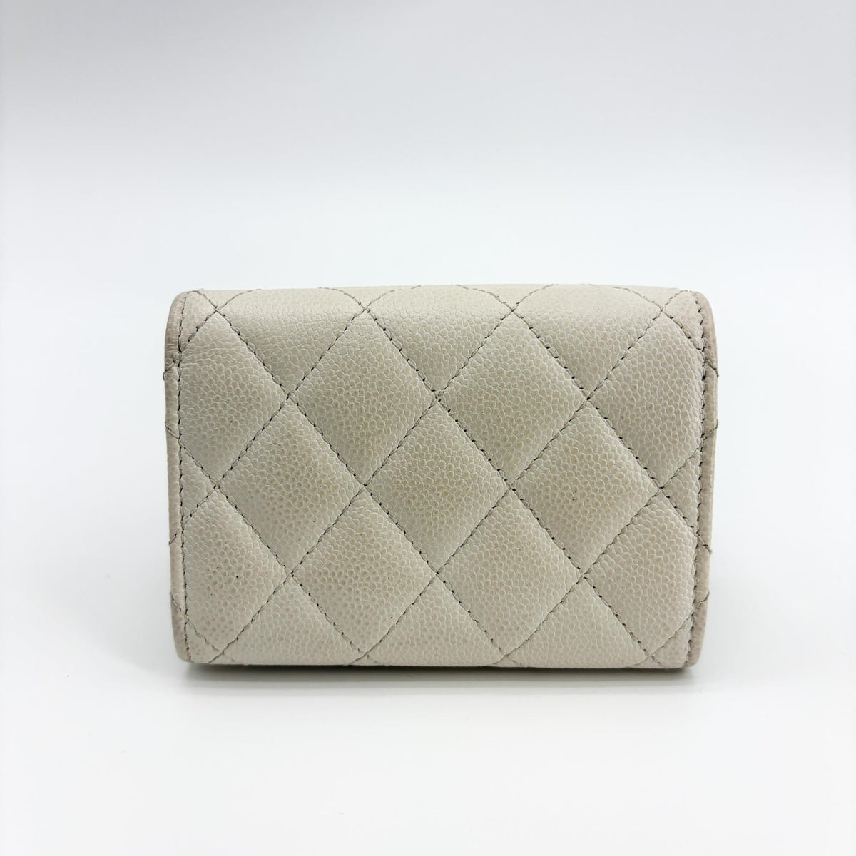 Chanel Classic Flap Card Holder Quilted Caviar, White, Calfskin, Card Holder