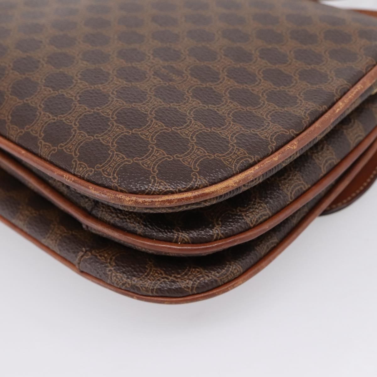 Celine Vintage Macadam Canvas and Leather, Brown, PVC, Shoulder Bag