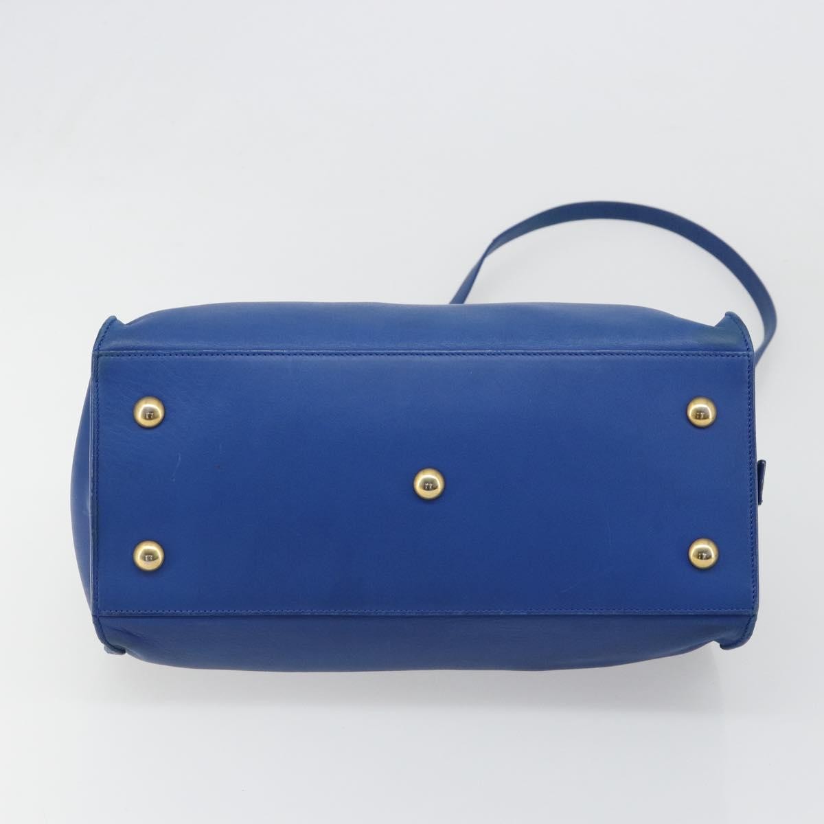 Saint Laurent Classic Y Cabas Leather, Blue, Leather, Tote Bag