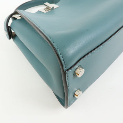 Fendi Peekaboo Essentially Leather, Blue, Leather, Handbag