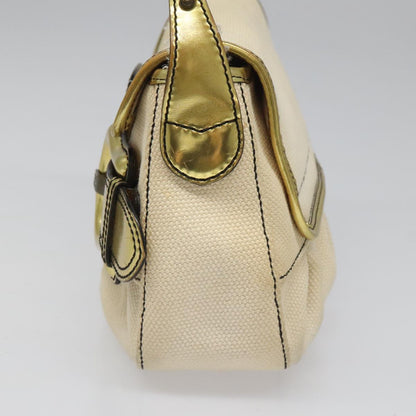 Fendi Chain Baguette Patent, Beige, Canvas, Shoulder Bag