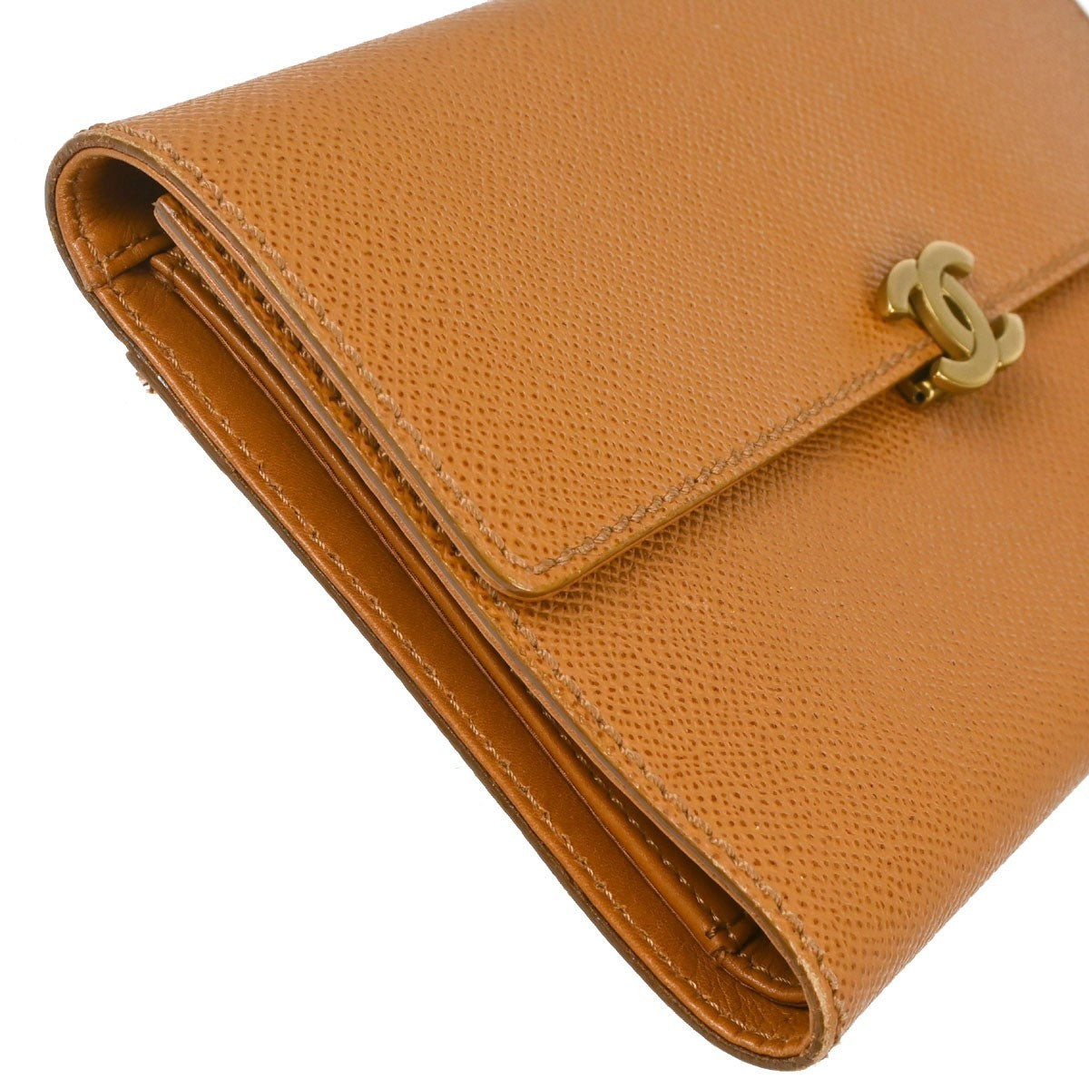 Chanel Trifold Caviar, Brown, Leather, Wallet