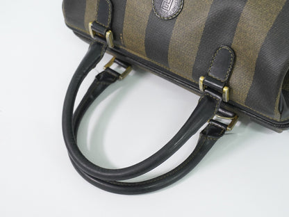 Fendi Vintage Pequin Convertible Boston Coated Canvas, Khaki, Canvas, Handbag