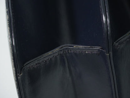 Gucci Vintage Top Handle Flap Leather with Chain Detail, Navy, Leather, Handbag