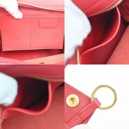 Saint Laurent Classic Y Cabas Leather, Red, Leather, Tote Bag
