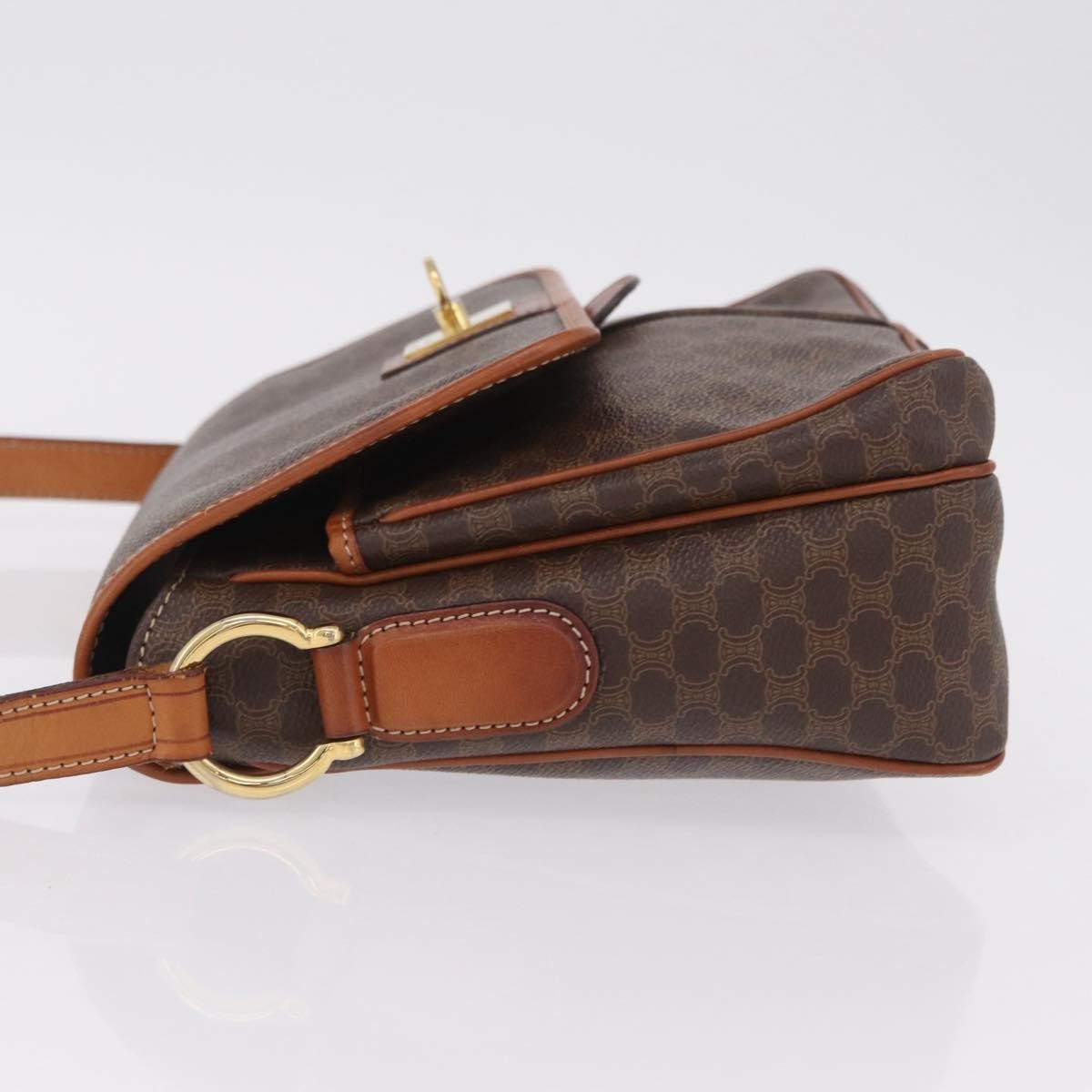 Celine Macadam Shoulder Canvas, Brown, Canvas, Crossbody Bag