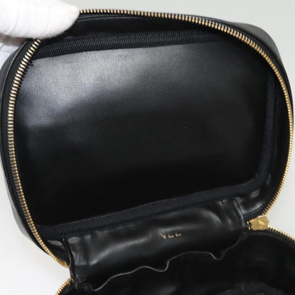 Chanel Vanity pouch Leather, BLACK, LEATHER, Handbag