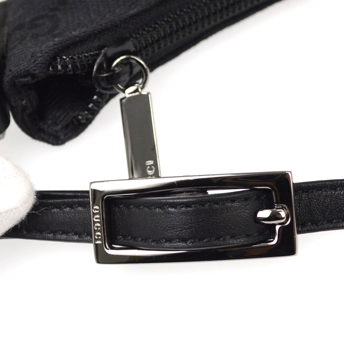 Gucci Zip GG Denim, Black, Canvas, Crossbody Bag