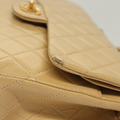 Chanel Vintage Classic Double Flap Bag Quilted Lambskin, BEIGE, LEATHER, Shoulder bag