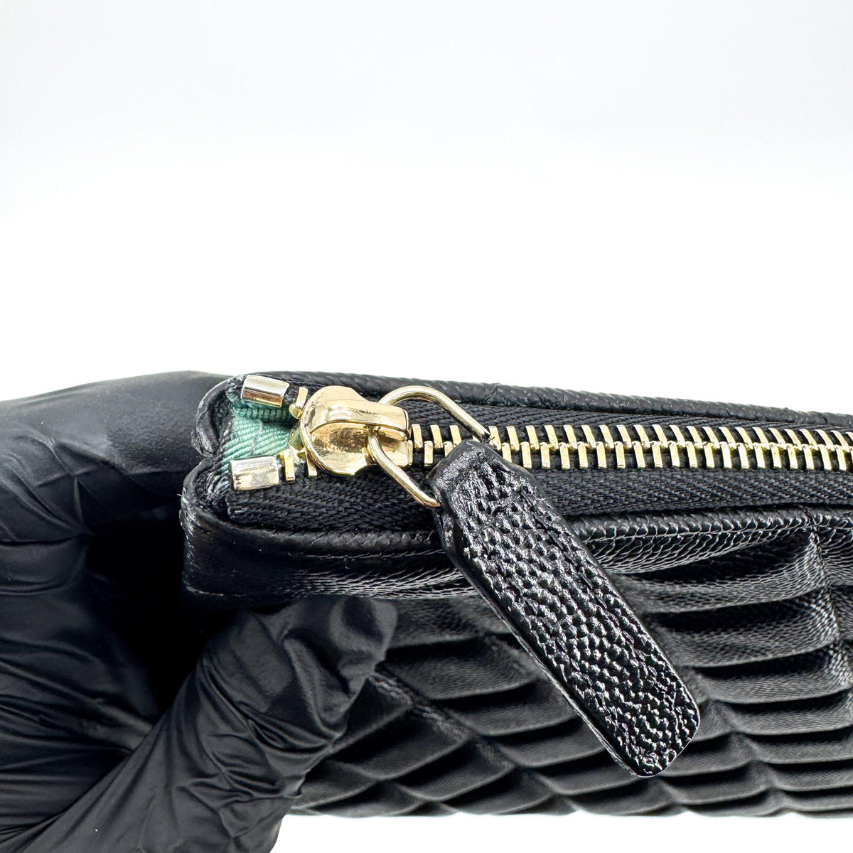 Chanel O Case Clutch Quilted Caviar, Black, Leather, Clutch