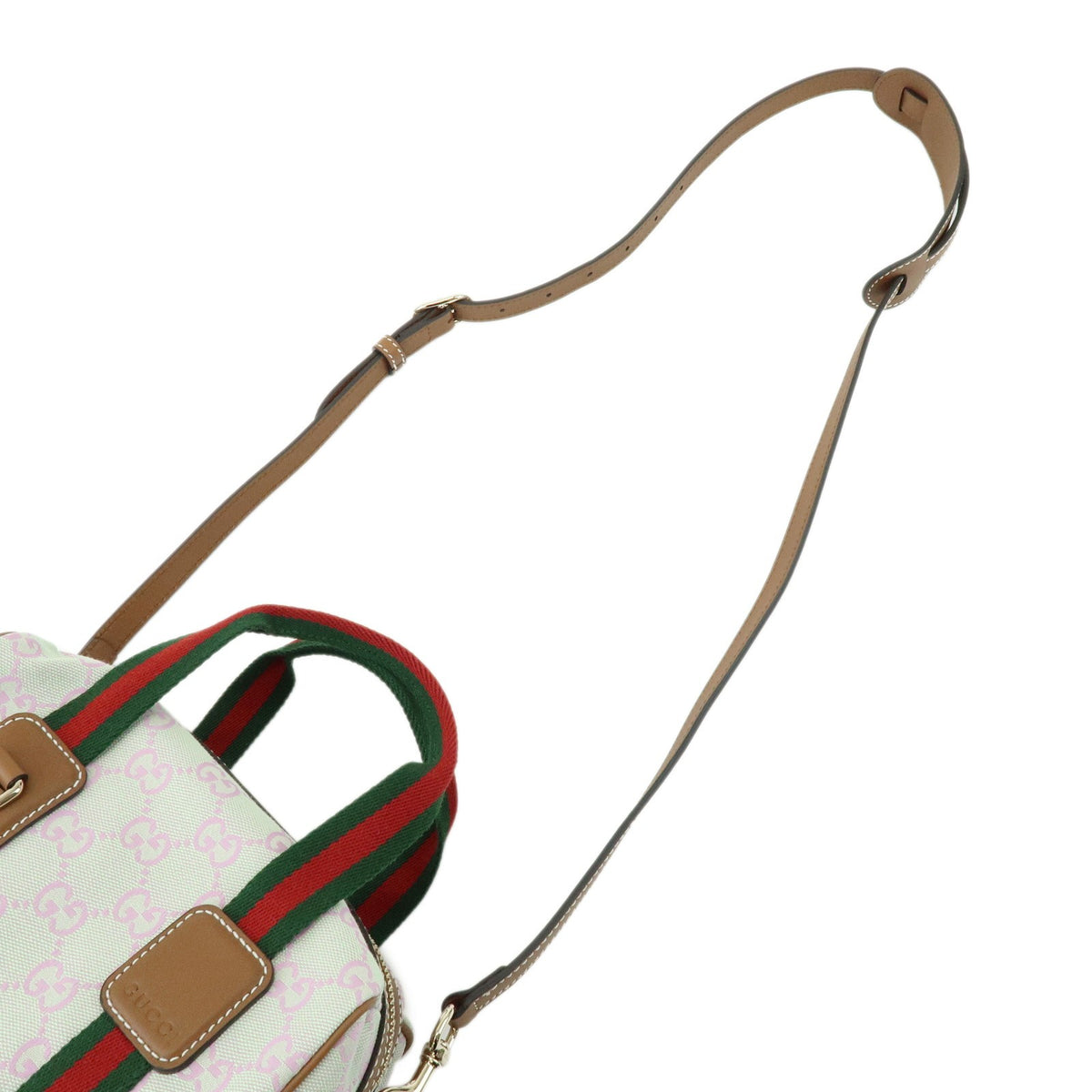Gucci Web Boston GG Canvas, Green, Canvas, Handbag