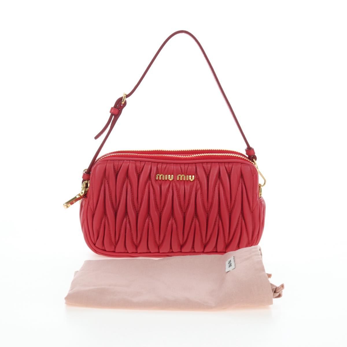 Miu Miu Tech Matelasse Leather, Red, Leather, Crossbody Bag
