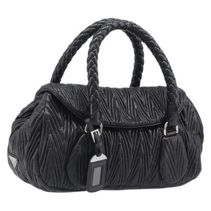 Prada Flap Chevron Nappa, Black, Leather, Shoulder Bag