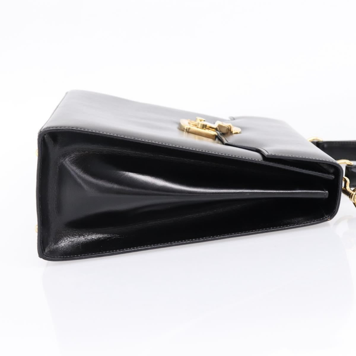 Gucci Vintage Lady Lock Top Handle Leather, Black, Leather, Handbag