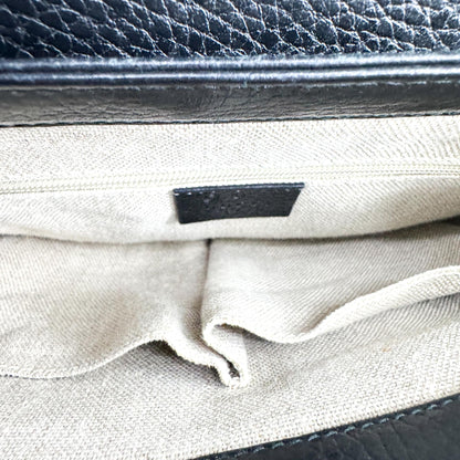 Gucci Interlocking Leather, Black, Leather, Shoulder Bag