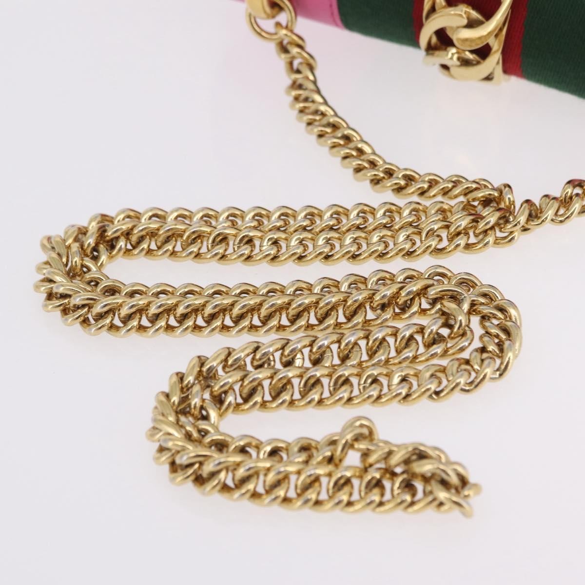 Gucci Sylvie Chain Leather, Pink, Leather, Shoulder Bag