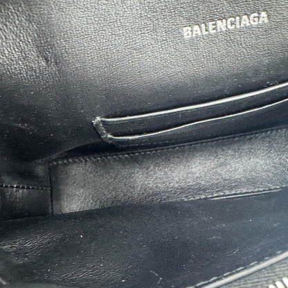 Balenciaga Hourglass Chain Leather, Black, Leather, Shoulder Bag