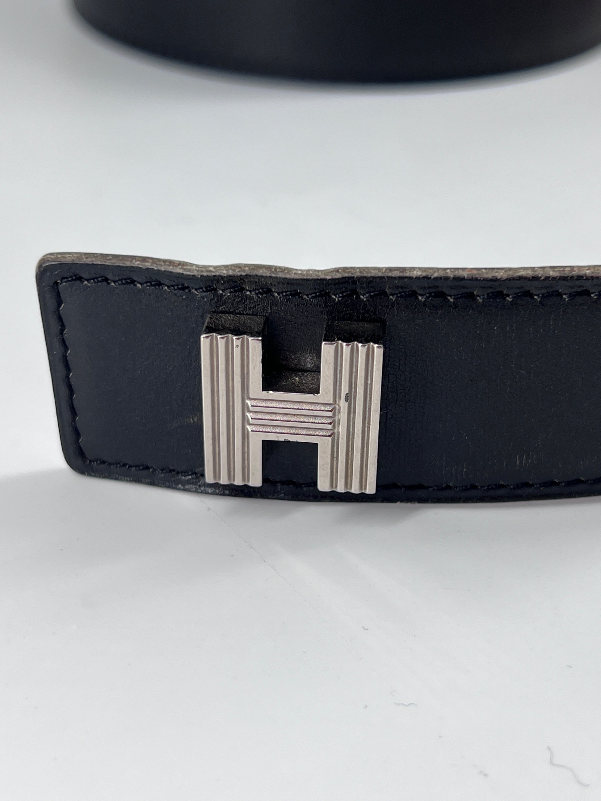 Hermes Lucky H Belt Leather, Black, Leather, Belt