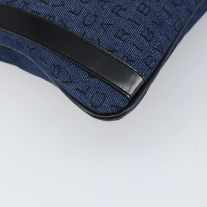 Bvlgari Logomania Canvas with Leather, Blue, Canvas, Shoulder Bag