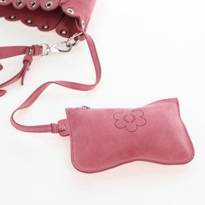 Miu Miu Convertible Bucket Leather with Applique, Pink, Suede, Handbag