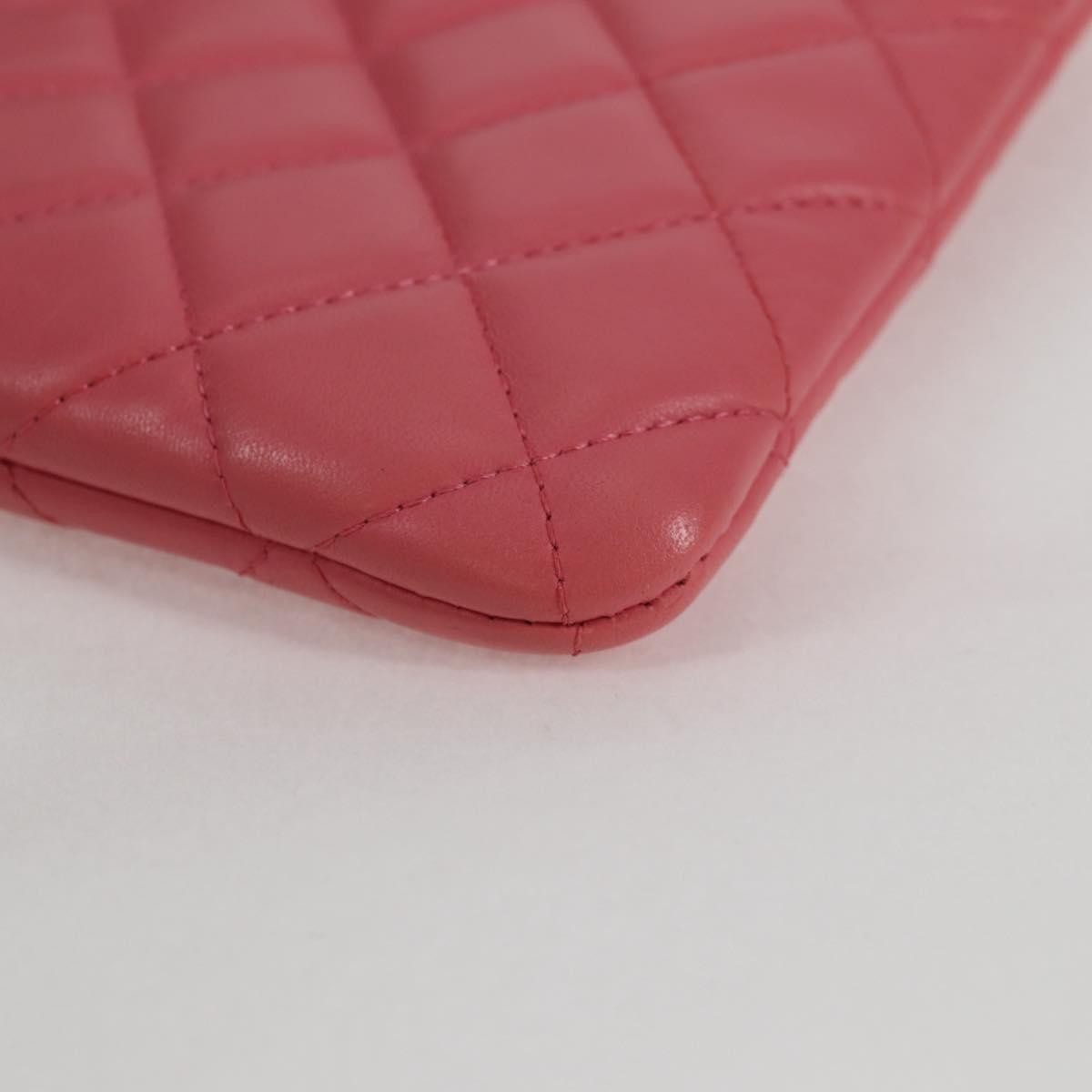 Chanel CC Casino O Case Clutch Quilted Lambskin, Pink, Leather, Clutch