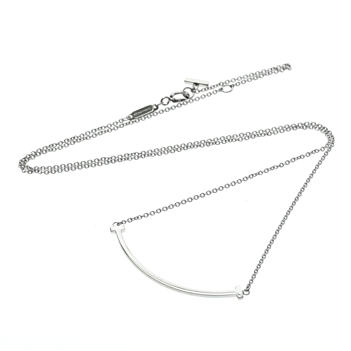 Tiffany & Co. T Smile Pendant 18K White Gold, Silver, White Gold, Necklace