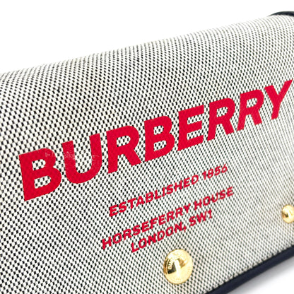 Burberry Note Canvas with Leather, Black, Canvas, Crossbody Bag