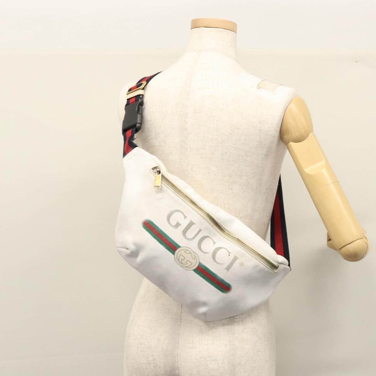 Gucci Logo Belt Leather with Enamel Buckle, White, Leather, Belt